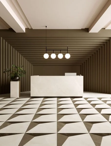 Керамогранит Coliseum Фьямма Уайт Вставка Фрэйм 60х60 (Натуральный и Реттифицированный) в Сыктывкаре